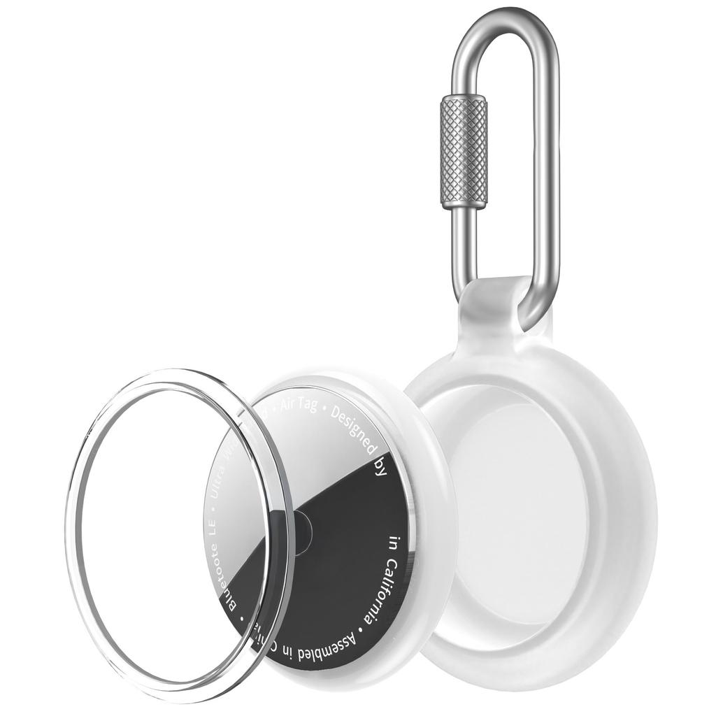 CT32 For Apple AirTag Waterproof TPU Case Carbon Fiber Texture Protective Cover with Stainless Steel Buckle