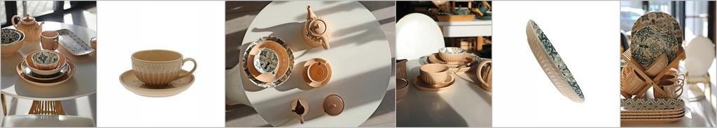 CERAMIC DESSERT PLATE FOR BREAKFAST 21cm PLATE MOSAIQUE BEIGE without pattern
