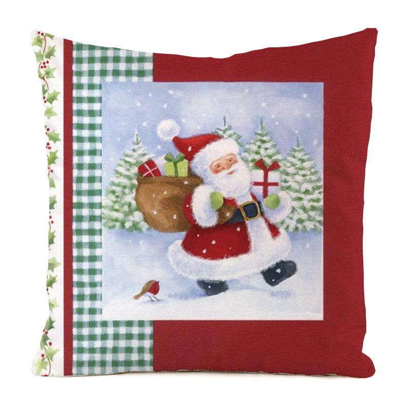 

Рождественские украшения, чехол для рождественской подушки, чехол для подушки из соснового дерева, рождественский чехол с принтом Санта-Клауса 40x40cm