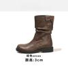 With Skirt Frosted Leather Fashion Belt Buckle Martin Boots Women's 2025 Spring and Autumn Short Tube Turned Fur Pleated Medium Tube Boots