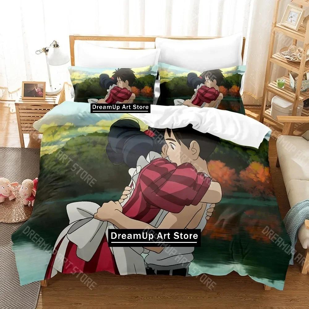 3D-tryck Pojken och hägern Sängkläder Set Enkelt Twin Fullt Queen King Size Sängset Vuxen Barn Sovrum Täcke Set Anime Säng