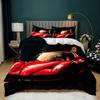 Burning Red Flame Race Car Bedding Set,Boy&Girl Sports Car Duvet Cover Pillow Case Gift, Home Bedroom Quilt Set Large King 260