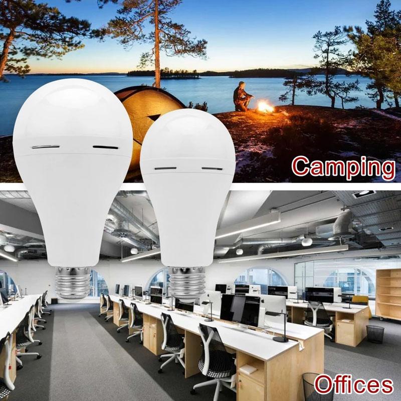 1-4PCS 9W Portable Rechargeable LED Emergency Bulb 6500K White Light E27/E26 Base for Home Camping Outdoors Emergencies