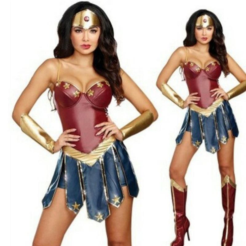 Women's Halloween Gladiator Wonder Woman Costume Set