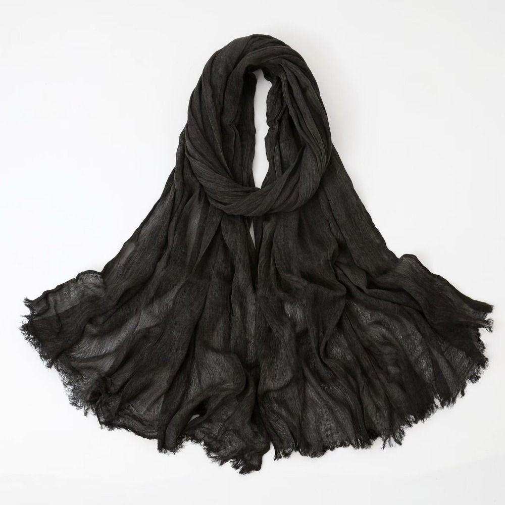 180*70cm Women Muslim Scarf Shawls Solid Color Female Turban Plain Crinkle Hijabs  Four Seasons