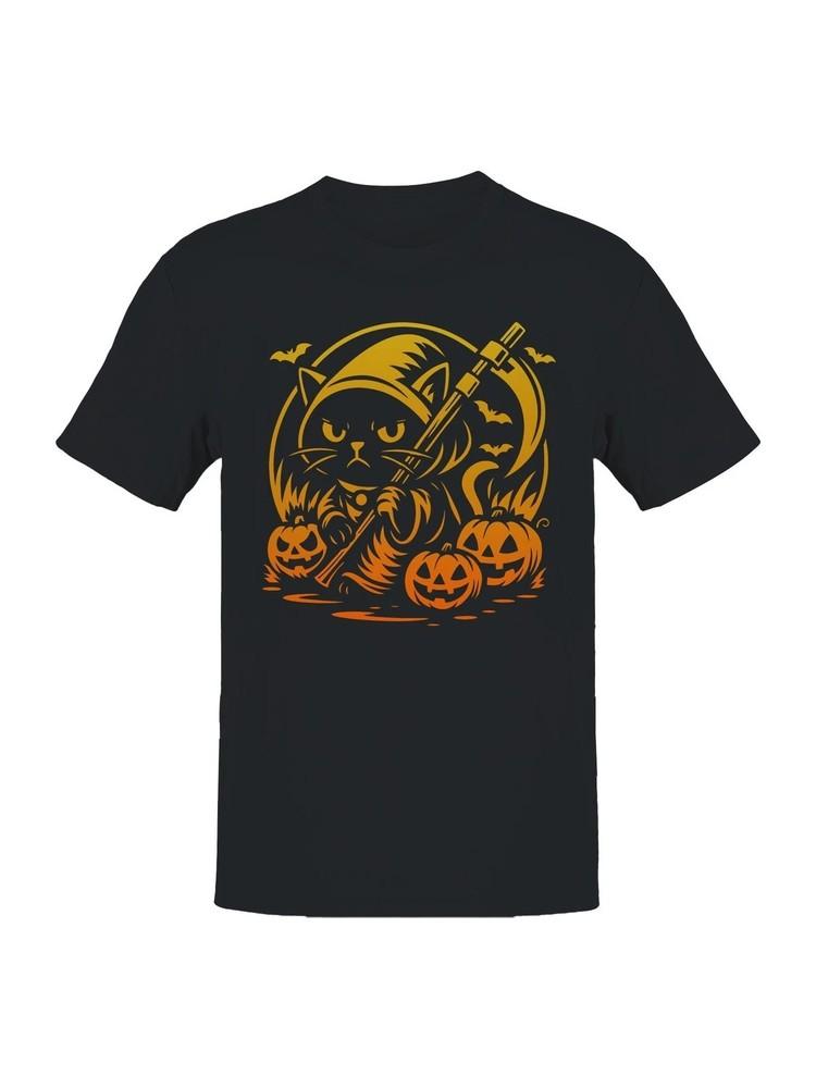 Halloween Cat with Pumpkins and Moon Men T-shirt Unisex T-Shirt XXXXL