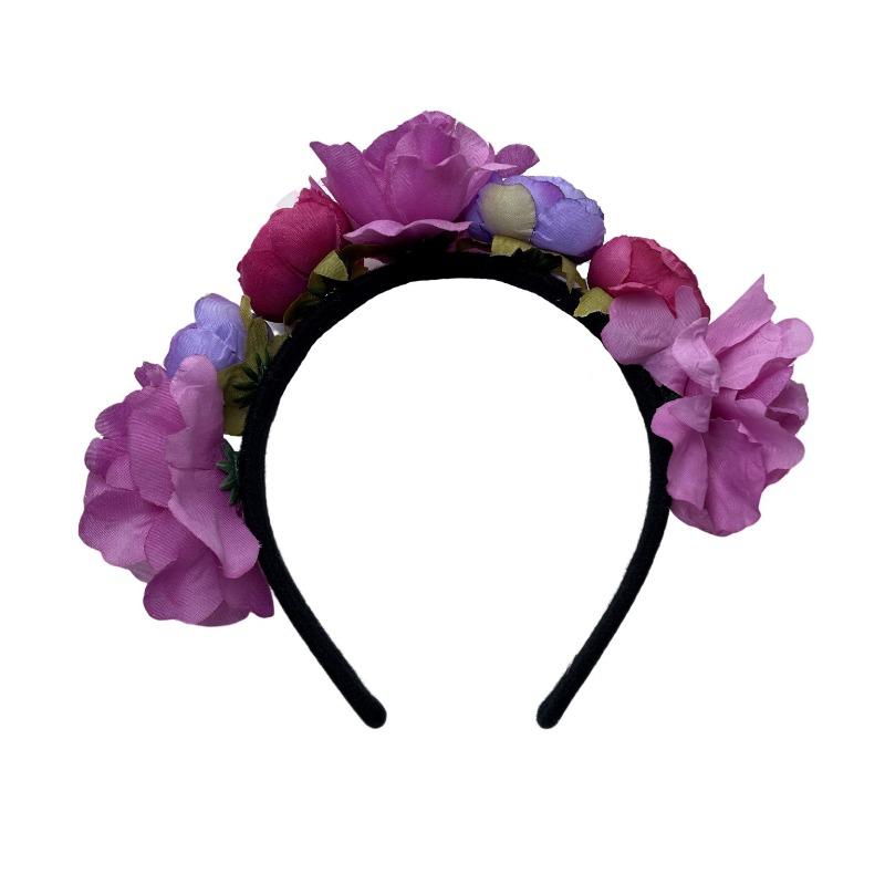 Simulation flower headband, bohemian fabric rose wreath headband, rose flower headdress светло-фиолетовый