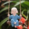 Mönch auf Schaukel Ornament Harz Kleiner Novizenmönch Figur mit Aufhängeseil Schaukel Buddhistischer Mönch Dekoration für Zen-Garten Meditationsraum