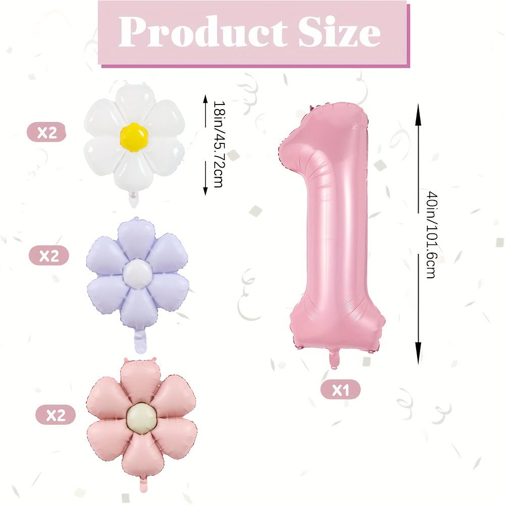 7 st Rosa Tusensköna Sifferballonger Set Vintage Matt Tusenskönor Trädgårdsfest Bröllop Årsdag Födelsedagsdekorationer Hemdekoration