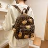 Plush Leopard Print Cat Backpack Kitty Cat Retro Mini Storage Bag Commuter Travel Babes Small Backpack