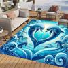 3D Dolphin Ocean Waves Print Area Rug - Polyester Non-Slip Rectangle Floor Mat for Living Room, Bedroom, Dining Area, Laundry