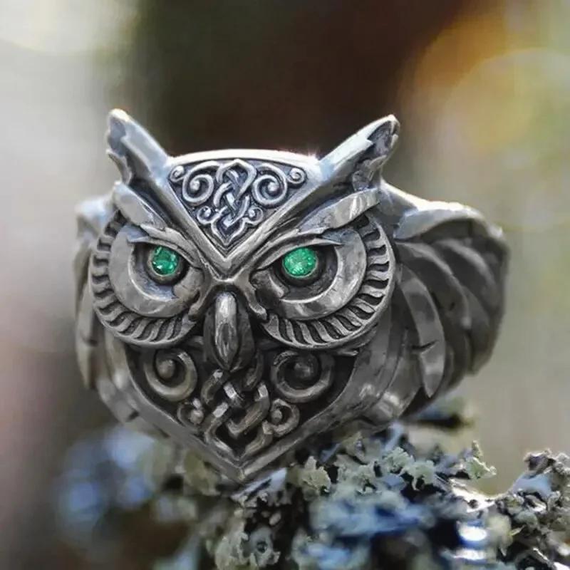 Kreativer Retro-Ring mit dunkler Persönlichkeit, 3D-Tier Eule, Punk Hip Hop, Trendiger Internet-Star 6 gray