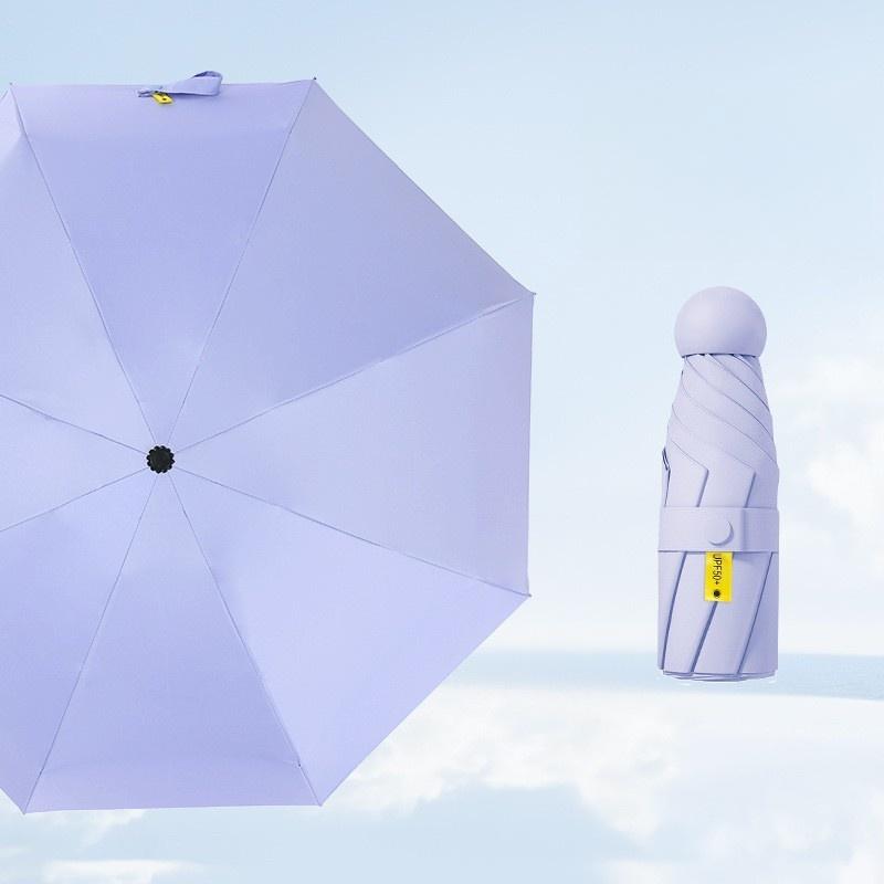 Ultra-Light 5-Fold Umbrella Vinyl 8-Bone Parasol Protection Against Ultraviolet Sun Umbrella Rain Dual-Purpose Folding Pocket