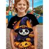 Children's Halloween T-shirt with 3D Printing, Cool and Trendy Fun Panda Pumpkin Short Sleeve Top for Boys