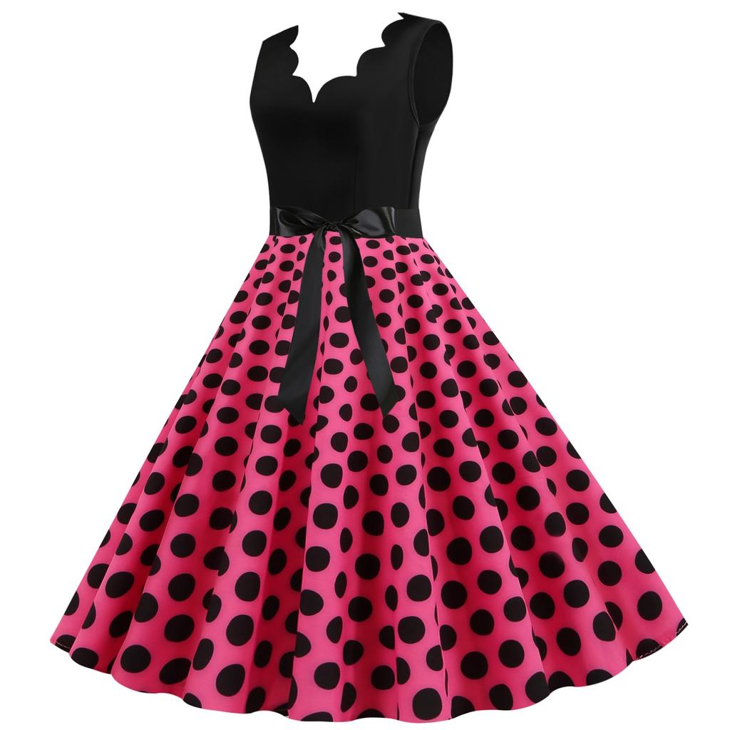 Robe Vintage Imprimé Sanglant Halloween - Style Années 50-60 Rockabilly - Col Rond Sans Manches - Longueur Genou