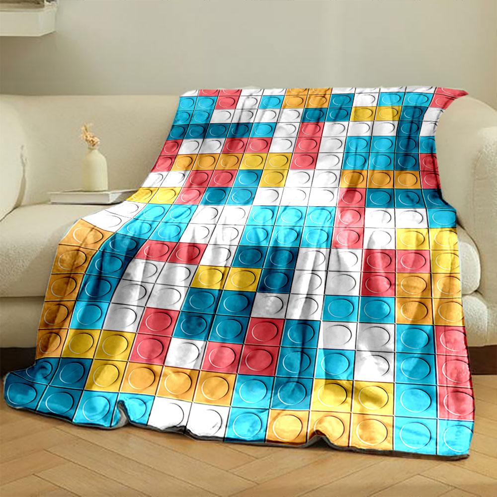 The Pattern Consists of Colorful Square Tiles with Circular Indents. for All Seasons Blanket Lunch Break Throw Gift