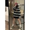 Retro Striped Sweatshirt Women's New Autumn Thin Ins Loose Korean Style Long-sleeved Round Neck Pullover Top Trendy and Fashionable