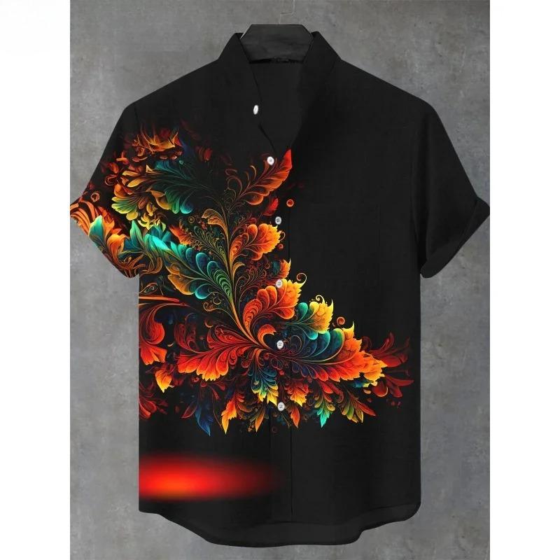 Dreamy Village Pattern Lapel Shirt for Men Flower Bird Boat 3D Printed Hawaiian Shirts Fashion Short Sleeve Tops