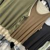 Oversize Vest Women Undershirt Sleeveless Vintage Loose Fake Two-piece Vest Casual V-Neck Vest