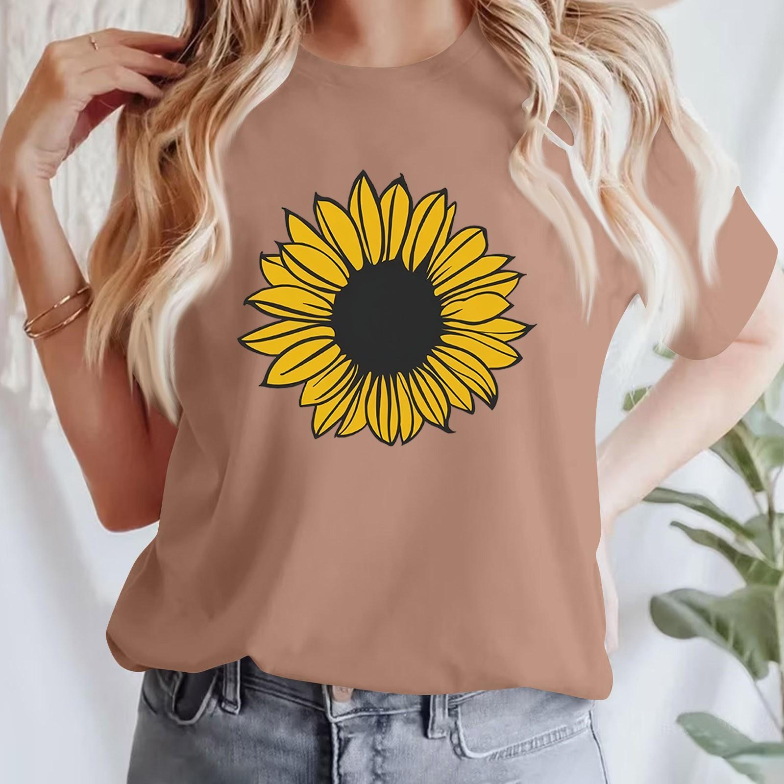 

Женская повседневная футболка с принтом, пуловер с круглым вырезом, топ с короткими рукавами XXXL верблюд