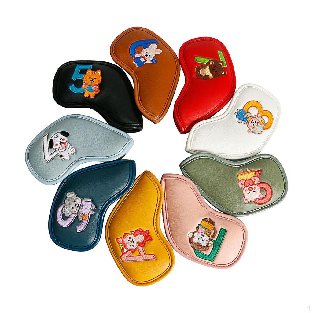 9 Sztuk Kolorowy Zestaw Pokrowców na Główki Żelazek Golfowych, Wyposażenie Ochronne na Główki Kijów Numer Kija