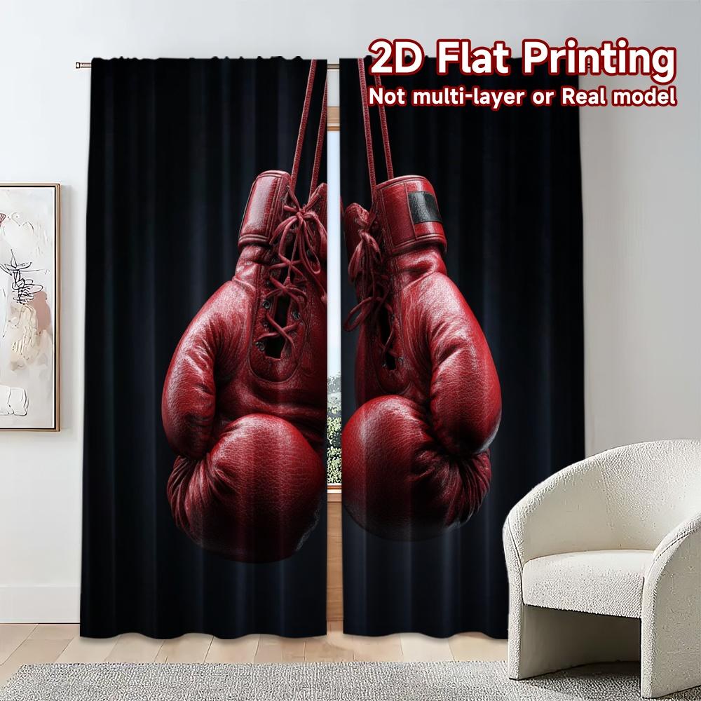 Set Of 2 Flat Printing Curtains Without Rod Boxing Passion Popular Curtain Versatile Polyester Gifts Suitable Made