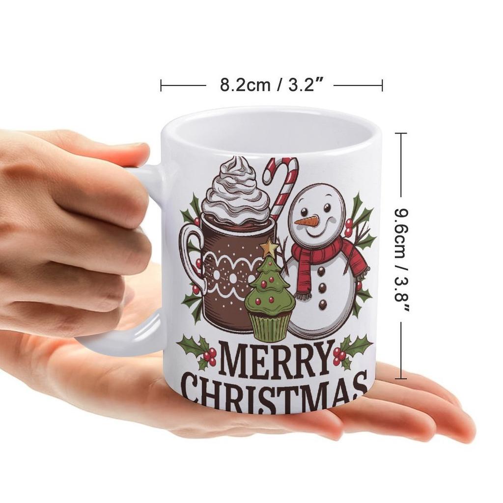 1pc 11oz Blank Ceramic Coffee Mug, Double-sided Printed Drink Cup, Polished Surface, Sturdy Structure, Classic Daily Mug for Home and Office