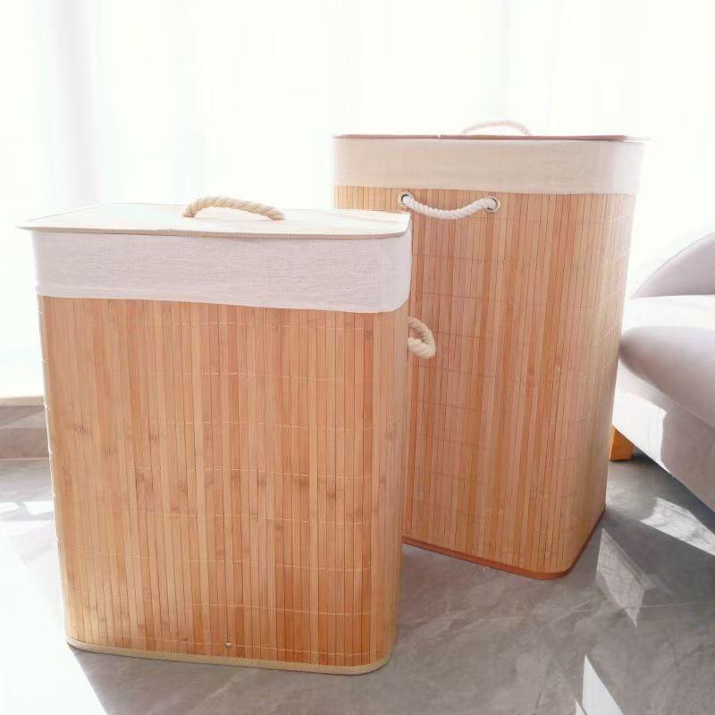 Foldable Dustproof Bamboo Laundry Basket