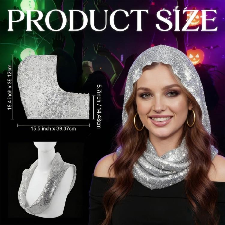 Comfortable Lightweight Sequins Scarf for Women Functions as Neck Warmer or Elegant Hair Decorative Hijab