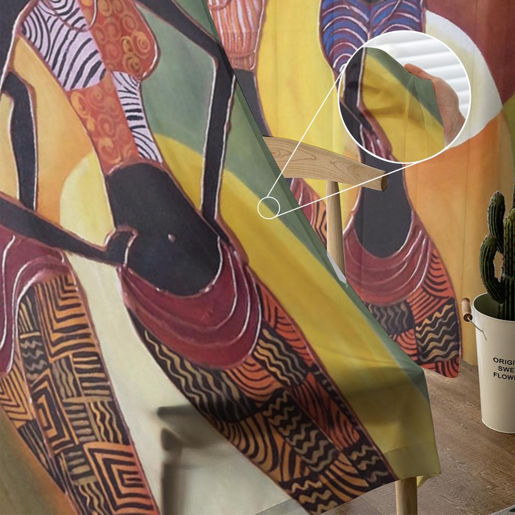 African Women Mural Culture Curtain Window Tulle For Living Room Bedroom The Kitchen Window Treatment Decorations Curtains
