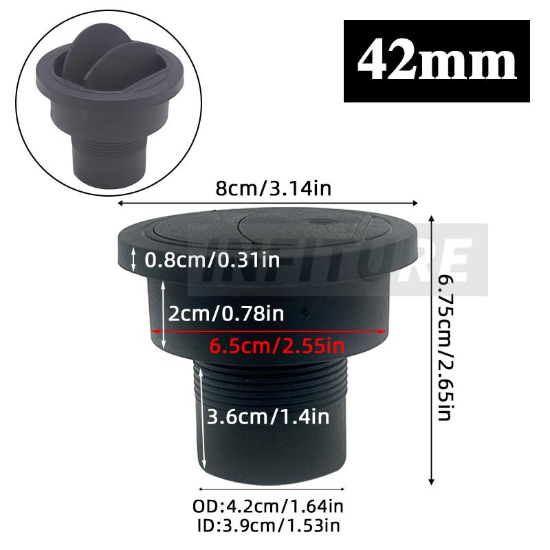 42mm/60mm/75mm/90mm Car Diesel Heater Pipe Vent Outlet Rotatable Open Group Black Exhaust Connector for Parking Heater 42mm