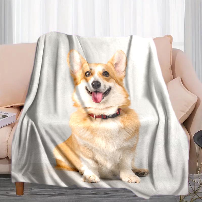 1PC Dog cute printed blanket, all season lightweight home office outdoor nap multifunctional blanket A15