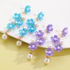 Romance Bohème Mode Fée Princesse Style Perle d'Imitation Longue Perle Fleur Pendentif Élégantes Boucles d'Oreilles Pour Femmes