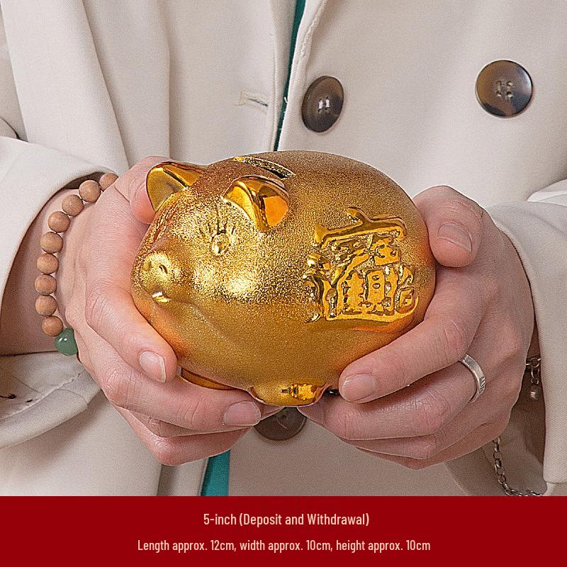 

2026 Ceramic Golden Piggy Bank - Stylish Savings Jar for Kids & Adults, Ideal Gift for Boys & Girls