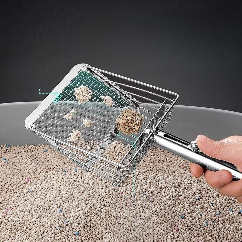 Metal Cat Litter Spatula, Large and Small Hole Cat Litter Spatula, Bentonite Tofu Cat Litter, Mineral Litter, Push-pull Poop Spatula