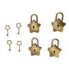 4 Set Treasure Chest Padlock Mini Metal Diary Book Jewelry Box Decorative Lock with Key S007 Five Pointed Star Shaped