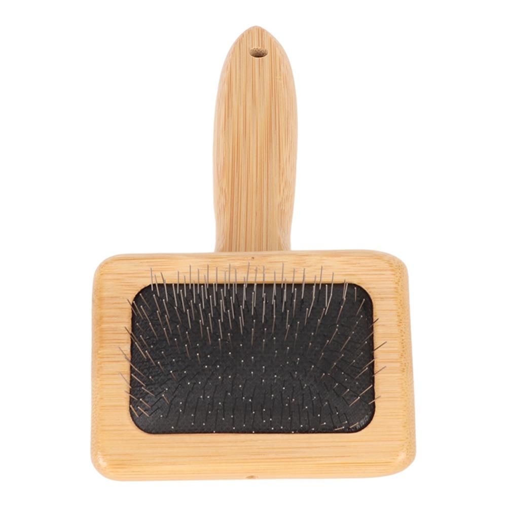 Wooden Handle Macrame Slicker Comb Fine Polished Bristles Fringe Comb Cleaning Brush For Dogs
