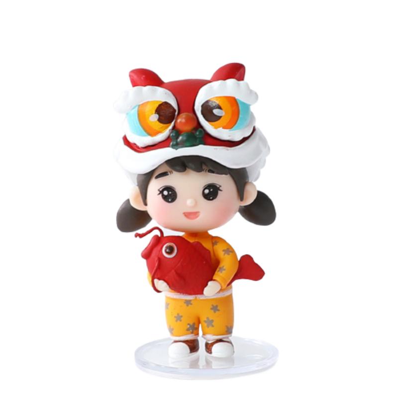 Spring Festival Handmade Lion Dance Carp Tiger Boy Girl Cake Decoration Props