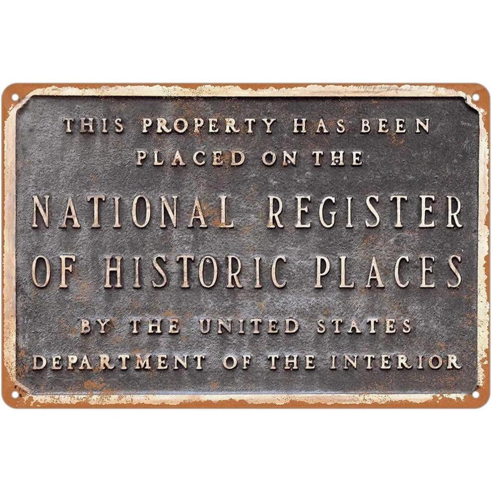Vintage Metal Sign National Register Historic Places Retro Tin Sign Wall Decoration Unique Art for Home Retro Style Wall Decor