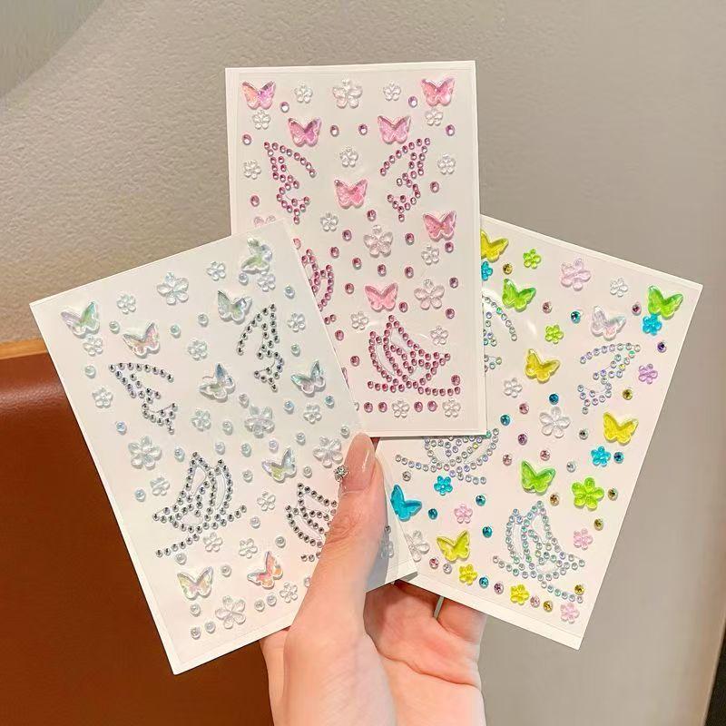 Colorful rhinestones, butterfly flowers, facial jewelry patches, fashionable accessories, eye rhinestone jewelry