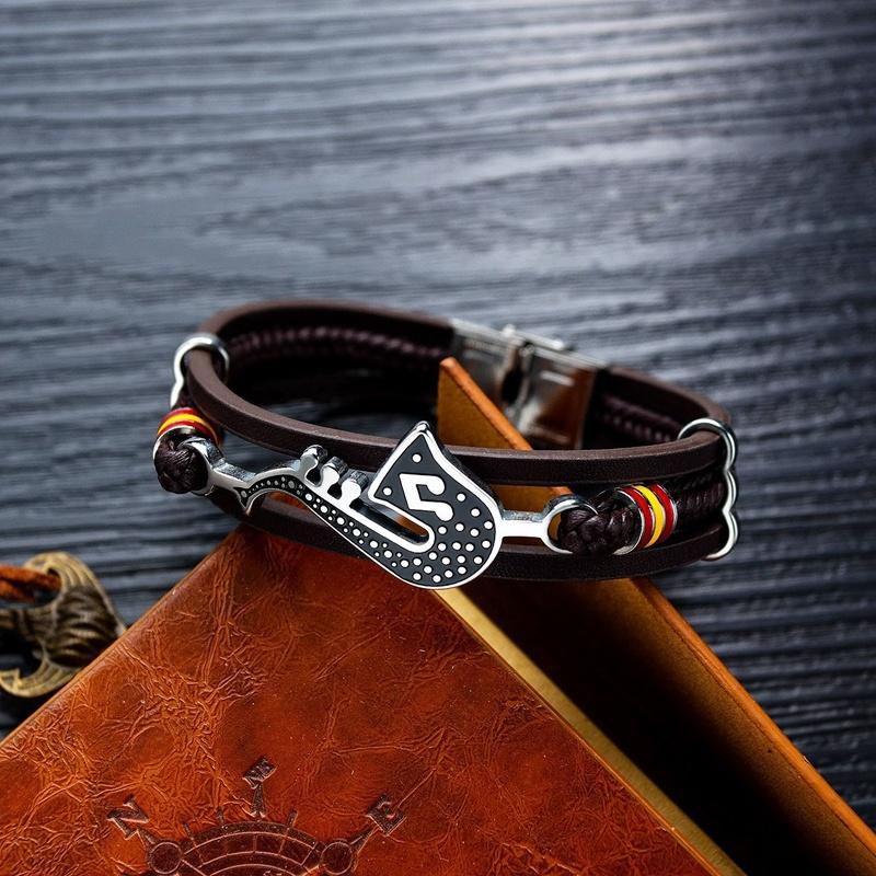 Trendy Personality Saxophone Music Bracelets for Men Leather Woven Note Multi-Layer Bracelet Student Men's Accessory Bracelet