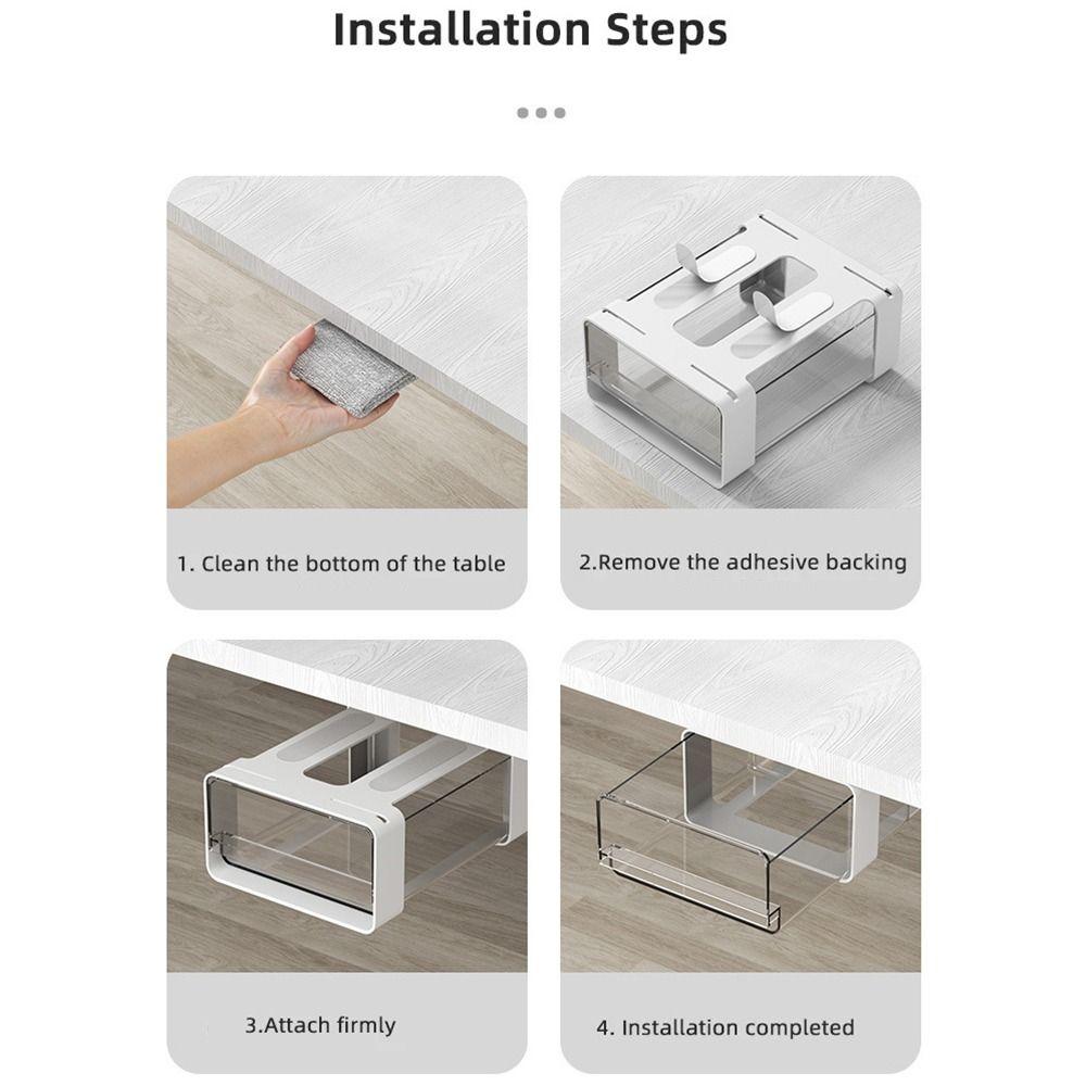 Attachable Under Desk Drawer Slide-out Table Storage Box Durable Pencil Holder Tray  Cosmetics