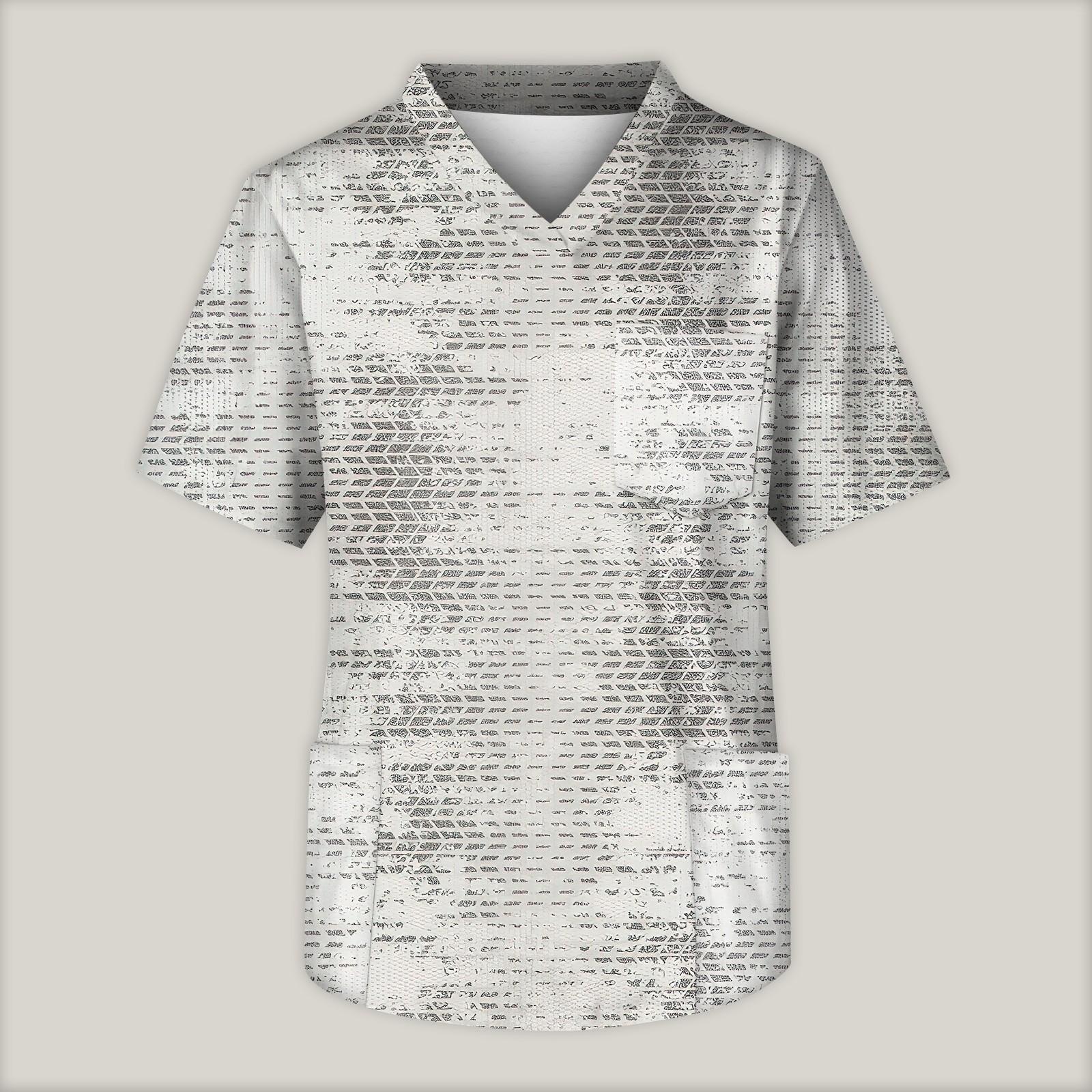 

Мужская рабочая блузка с короткими рукавами и v-образным вырезом с принтом, топ с нагрудным карманом XL зелёный