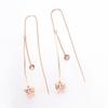 Exquisite Rose Gold-Plated Purple Gold Russian Shiny Flower Earphone Versatile Exquisite 585 Color Gold Long Earphone