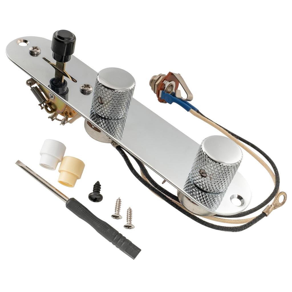 Musiclily Pro Pre-Wired Pickguard and Control Plate Set for Artec Alnico 5 Telecaster Electric Guitar 3-Ply White
