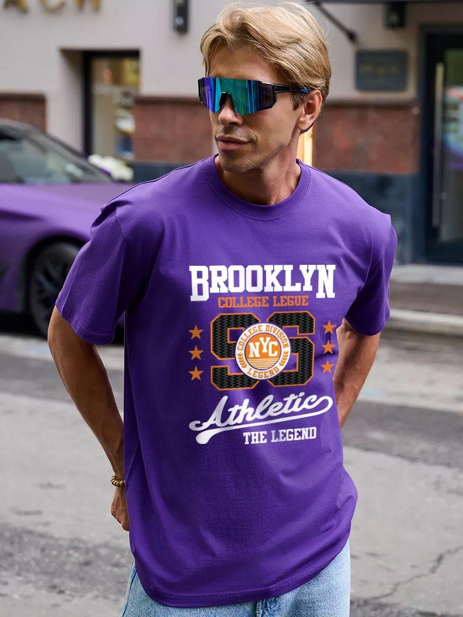 Purple cotton oversized print T‑shirt 4XL