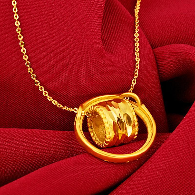 Pure Gold  Warm Smart Cylinder Pendant Necklace for Women Gold | Fine Texture, Soft Luster