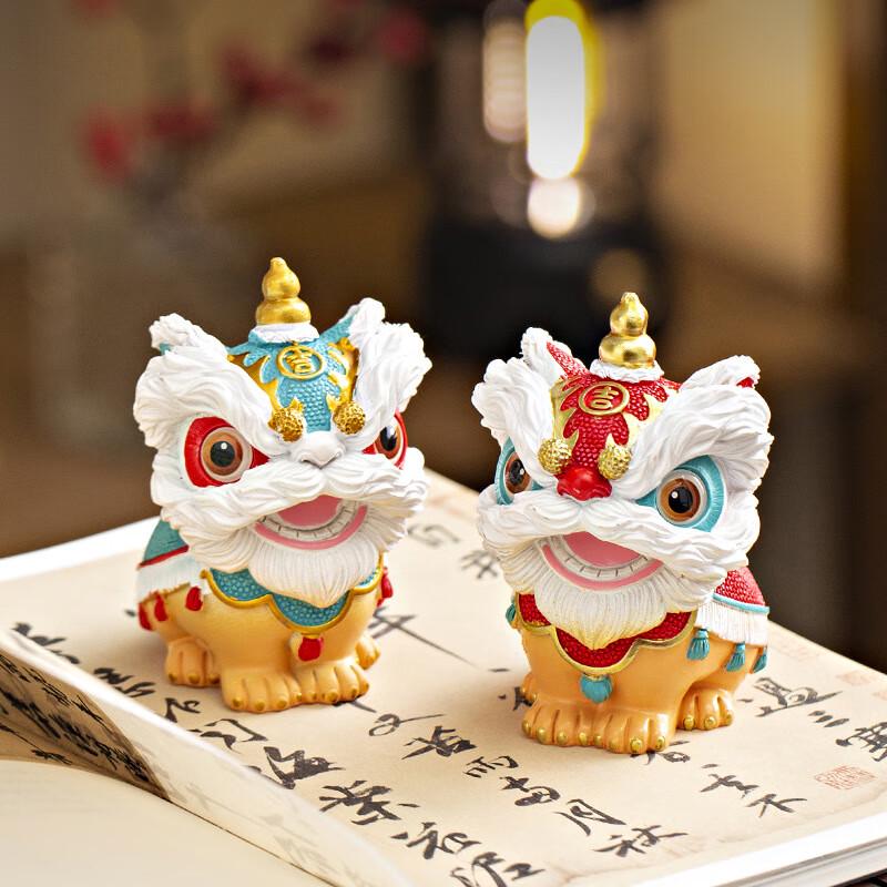 Decorative Lion Dance Figurine Set