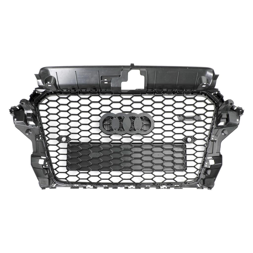 RS3 Style Front Hood Henycomb Bumper Grille Grill Fit A3 S3 2013-2016 Black