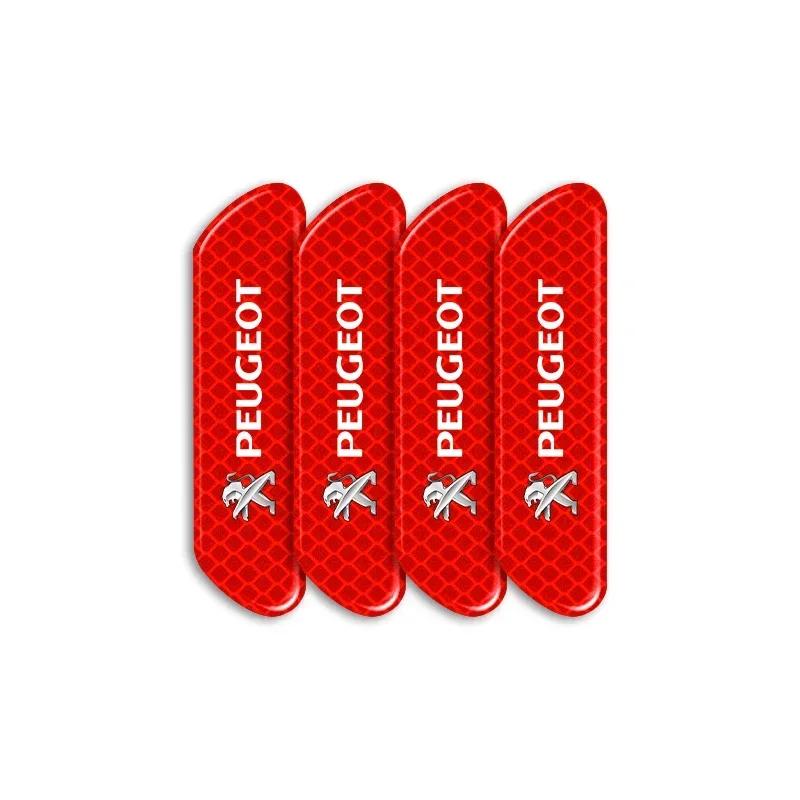 

Car Sticker 4PCS/set Car Reflective Strips Warning Stickers Car Styling For Peugeot 206 308 307 208 207 3008 2008 508 407 301 40 красный